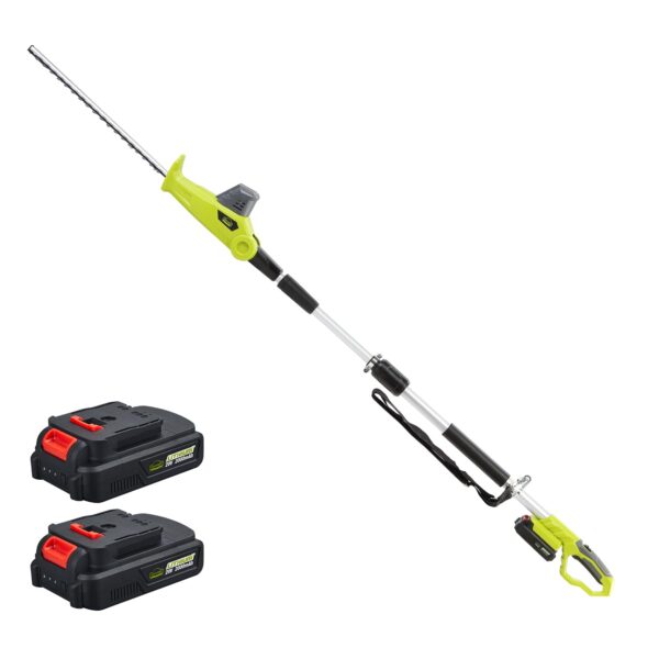 DEWINNER Cordless Pole Hedge Trimmer, Telescopic Long Reach Extendable Cutter for Hedges, with 2 Batteries 20 V 2Ah and Charger, Blade Length 46 cm, Shoulder Strap, Adjustable...