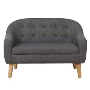 DGBAOBEI Linen Fabric Children Sofa, 2 Seater Wooden Kids Couch, Toddler Sofa Chair (Gray)