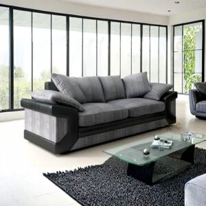 Dino Jumbo Cord Sofa Range -Elegant 3 Seater Sofas - Comfortable & Stylish Living Room Furniture (grey/black, 3 Seater)