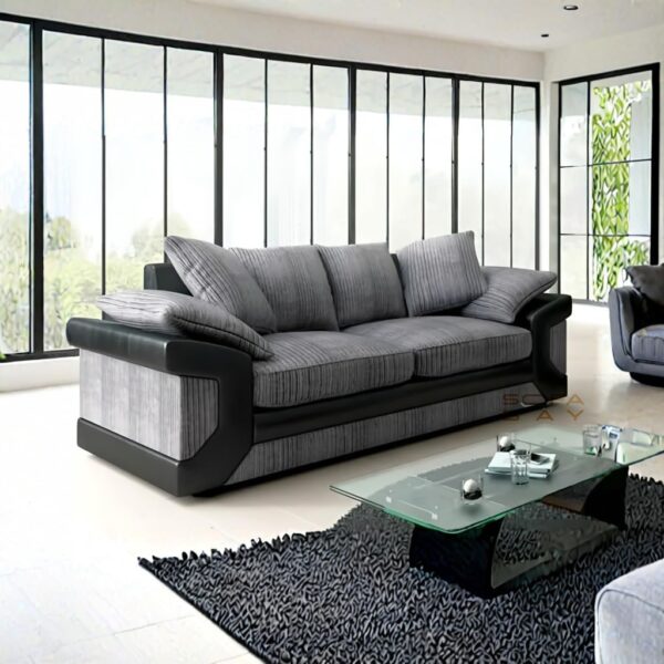 Dino Jumbo Cord Sofa Range -Elegant 3 Seater Sofas - Comfortable & Stylish Living Room Furniture (grey/black, 3 Seater)