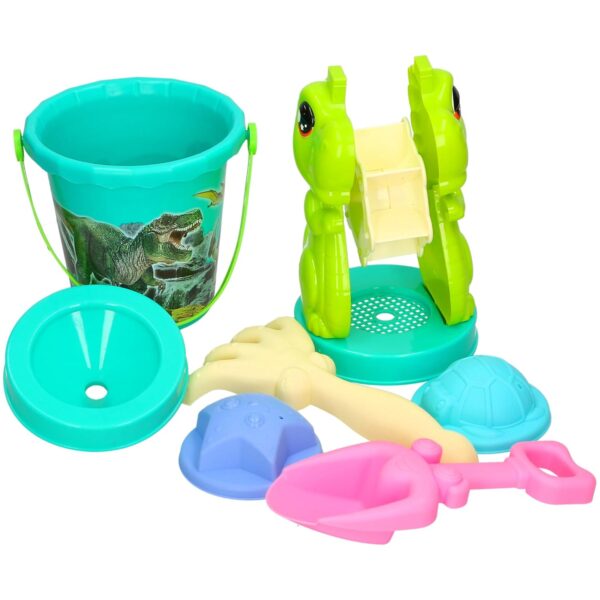 Dinosaur Beach Sand Toy Set with Bucket, Water Mill and Moulds, Summer Fun for 18+ Months