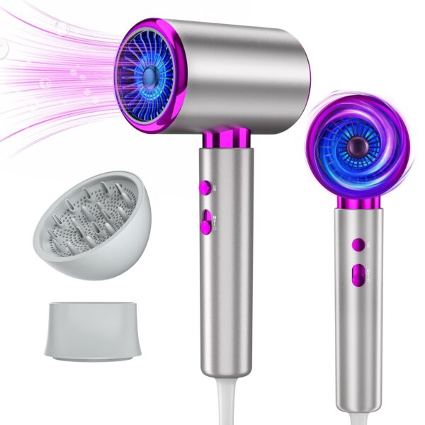 DMTIVMG Hair Dryer Professional Hairdryer 2400W Diffuser Set 3 Temperature 2 Speeds with Cold Heat Button Thermostatic Control for Travel Home
