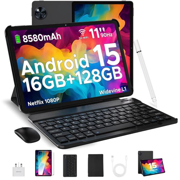 DOOGEE 2025 Newest Android 15 Tablets, U11 11 Inch Tablet,16GB+128GB(TF 2TB), 90 Hz Android Tablets, 8580mAh, Netflix 1080P/ 5G WiFi/Widevine L1,Tablet with...