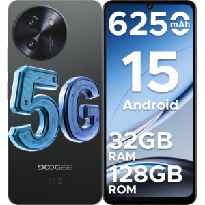 DOOGEE Note 59 Mobile Phones, 5G Smartphone, Android 15 Phone, 32GB+128GB/2TB, 6250mAh, 6.75" HD+ 120Hz Android Phones, Dual SIM Free Unlocked Mobile Phone, Widevine L1, Face...