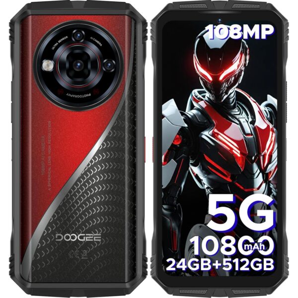 DOOGEE S118 PRO Rugged Smartphone 5G, 24GB+512GB(2TB) DDR5, Dimensity 7050, 6.6 Inch FHD+ 120Hz, 10800mAh/33W, 108MP+20MP Night Vision, Android 14 Rugged Phone, Al Function,...