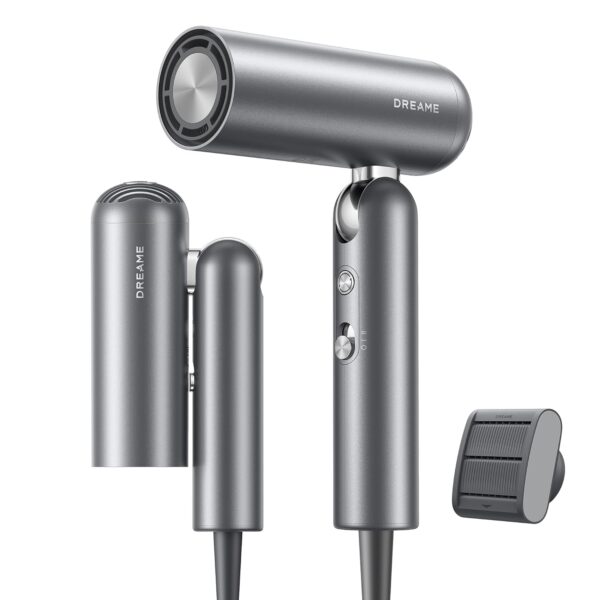 DREAME Pocket High-Speed Hair Dryer, 110,000RPM Motor, 3 Foldable Forms, 300 Million Negative Ions/cm³, 57°C Constant Temperature, 40s Drying, Low Noise Hair Dryer, 300g Light...