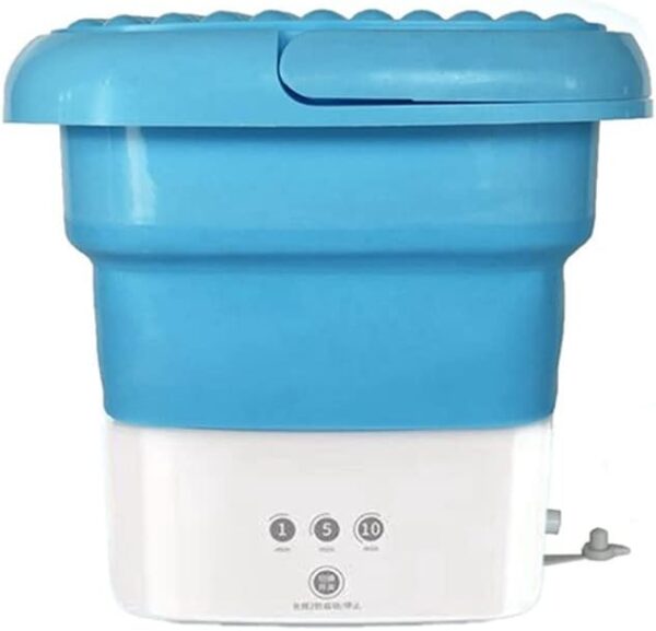 Dropfree Blue Portable Travel Washing Machine, Mini Folding Washing Machine Combo with Small Drain Basket UK Plug