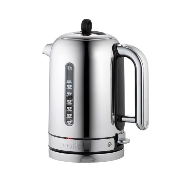 Dualit Classic Kettle | Polished Stainless Steel with Black Trim | Quiet boiling kettle | 90 Second Boil Time | 1.7 L Capacity, 2.3 kW | 72796