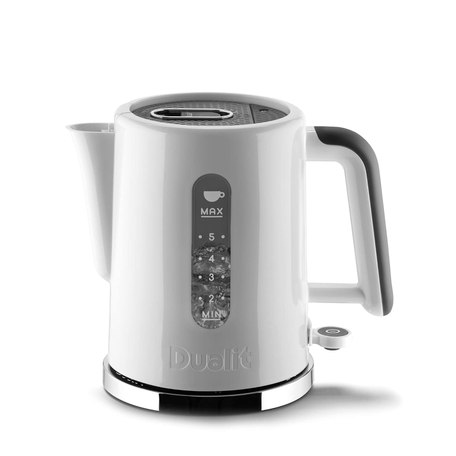 Dualit Studio 1.5L Jug Kettle in White With Polished Trim | 2.4KW Fast Boiling | Dual Measuring Windows | BPA Free | Patented Sure Pour Technology