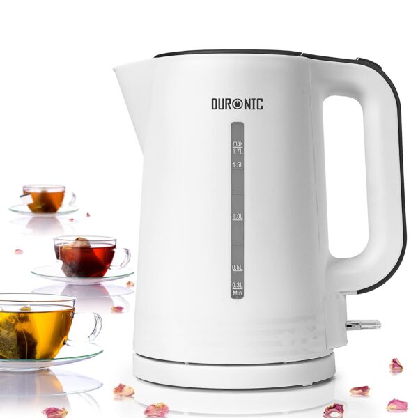 Duronic Electric Kettle EK17 WE Cordless Kettles Hot Water Boiler Electrical Heating with Fast Boil Dry Protection Quiet Electronic Kitchen Kettle for Boiling Water Tea Coffee...