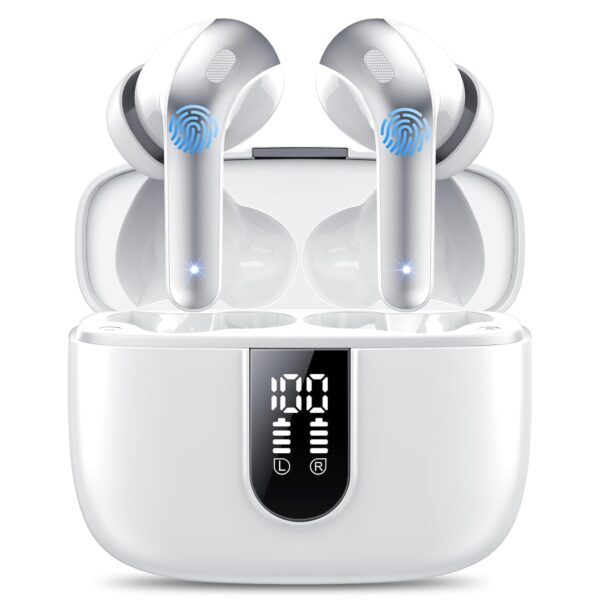 Ear Buds Wireless Earbuds, 50Hrs Playtime Bluetooth Earphones, Bluetooth Headphones 5.3, In Ear with 4 ENC Call Noise Cancelling Mics, Bass Boost 85%, Mini Earbuds IPX7...