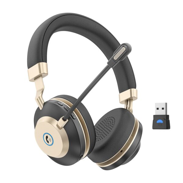 Earbay Wireless Headset, Headphones with Microphone Noise Canceling & 45H Work Time, V5.3 Bluetooth Headset with Mic Mute & USB Dongle for PC Computer Phone Office Call Teams...