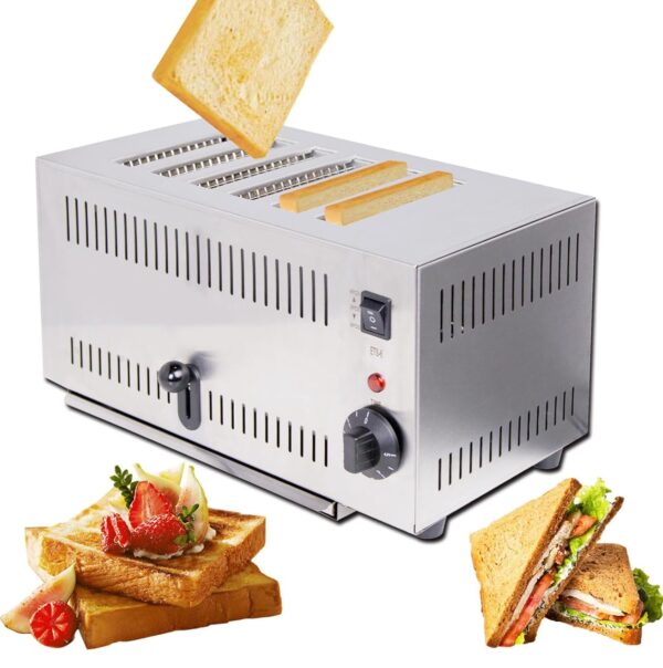 EASYROSE 6 Slice Toaster Commercial Toasters 2500W Bread Toaster 5 Browning Levels, Extra Wide Slots, Hand Pop-Up Stainless Steel Toaster With Removable Crumb Tray