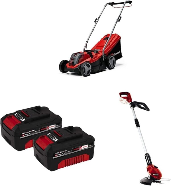 Einhell Power X-Change 18/33 Cordless Lawnmower With Battery and Charger & Einhell Power X-Change 18V, 4.0Ah Lithium-Ion Battery Twin Pack & Einhell Power X-Change 18V Cordless...