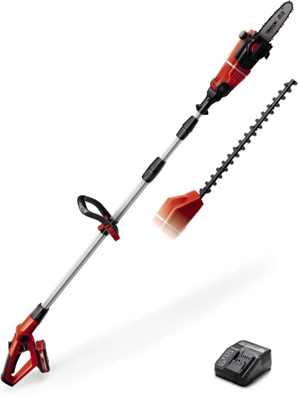 Einhell Power X-Change 18V Cordless Multifunctional Garden Tool With Battery and Charger - 2-in-1 Long Reach Hedge Trimmer And Chainsaw / Pruning Saw - GE-HC 18 Li T Pole Hedge...