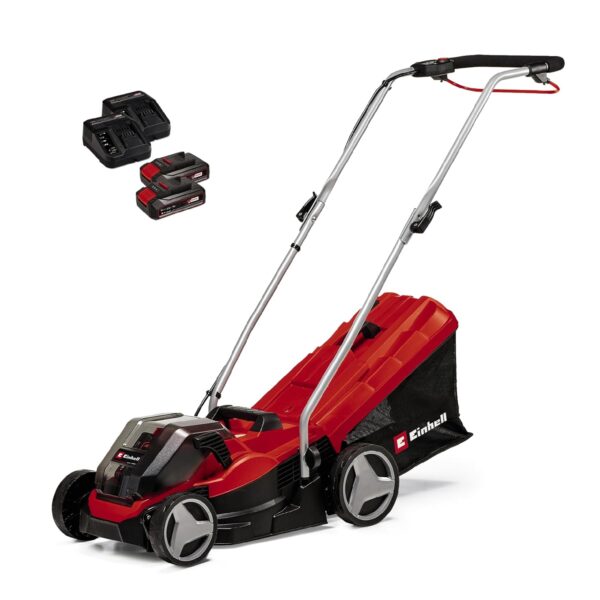 Einhell Power X-Change 36/33 Cordless Lawnmower With Battery (x2) and Charger (x2) - 36V Brushless Motor, 33cm Cutting Width, 30L Grass Box, 5 Cutting Heights - GE-CM 36/33 Li...