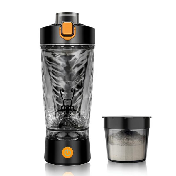Electric Protein Shaker Bottle, Mixer Cup for Shakes and Meal Replacements, BPA-free, Portable Blender Cup with a Supplement Storage, USB Rechargeable Shaker Cups for Protein...