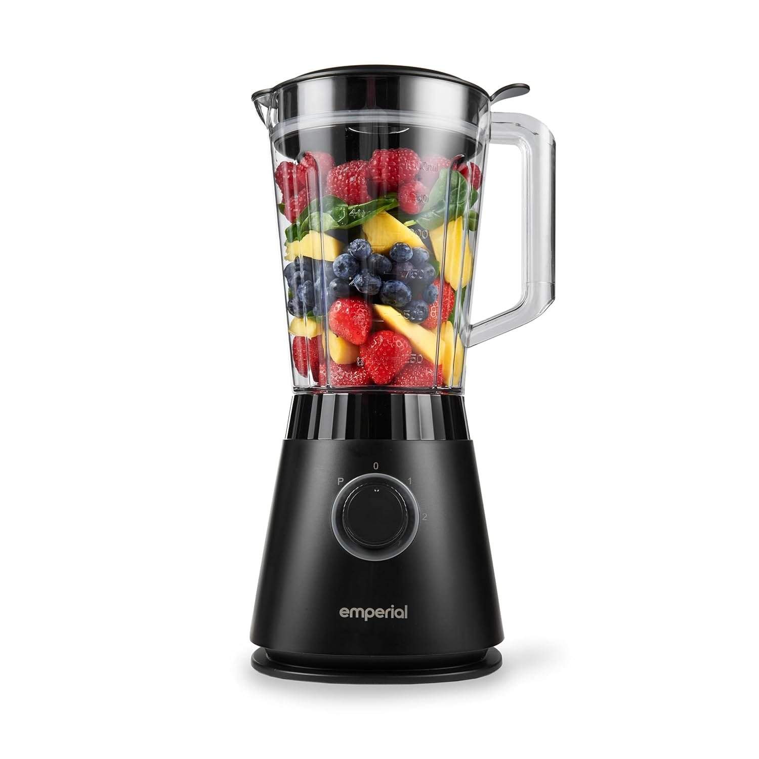 Emperial Blender 1.5L Plastic Jug Blender, 2 Speed Settings + Pulse, Stainless-Steel Blades, 600W - Black