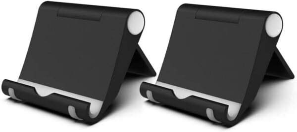 FadyDail 2 Pack Mobile Phone Stand Holder for Desk Cradle Dock Adjustable Compatible with iPhone 16 15 14 13 12 11 Pro Max Xs XR X Plus Mini 8, Galaxy, 4"-8" Mobile Phones (Black)