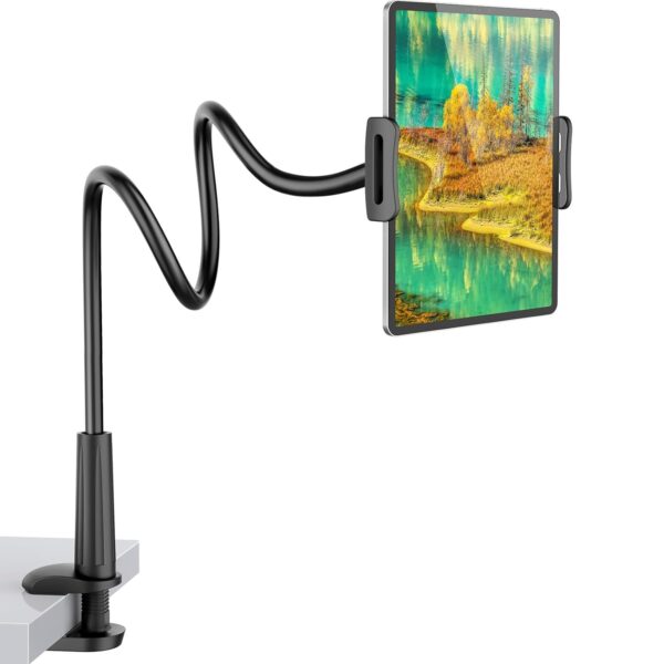 FATE TO FATE Gooseneck Tablet Holder Cell Phone Holder, Universal 360° Flexible Tablet Stand, Lazy Arm Stand Clamp Mount Bracket Bed for iPad Mini/Air, Samsung Galaxy Tab and...