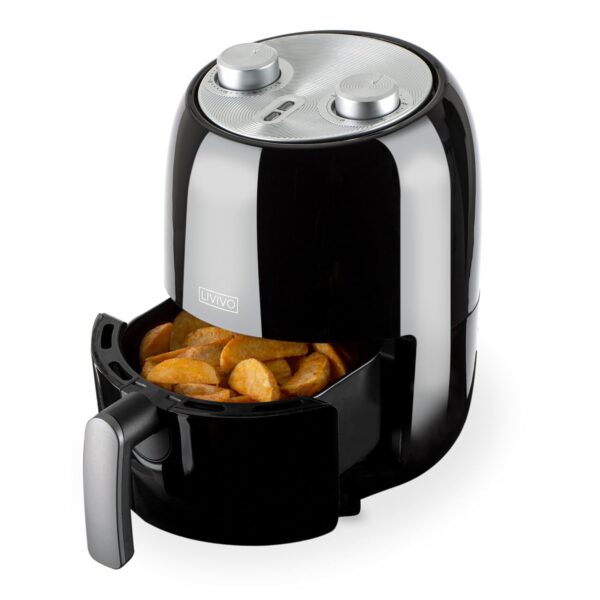 Fineway Air Fryer 2.5L - 1000W Dial Air Fryer with Overheating Protection, Adjustable Temperature, Timer, Energy Saving and Oil-Free Crispy Cooking for Healthier Meals (Black)