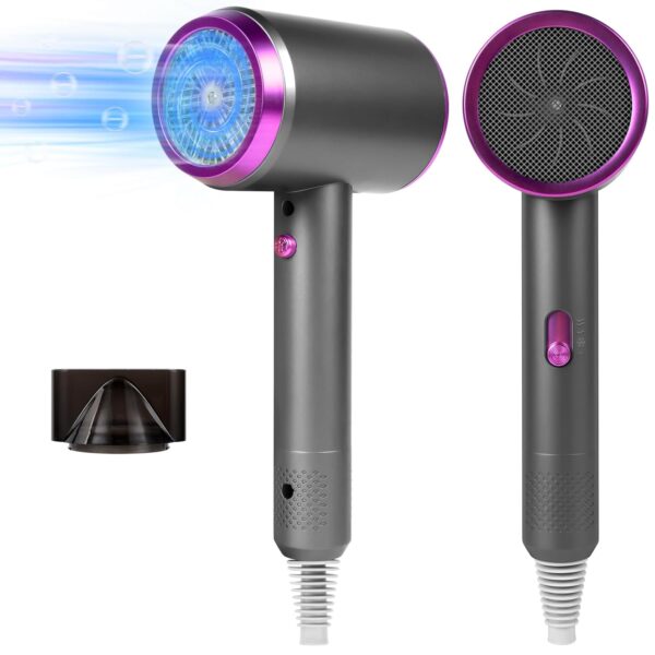 Flintronic Hair Dryer with Concentrator 1200W, Professional Hairdryer with 3 Heat & 2 Speed Settings, Lightweight Blow Dryer for Women and Men, Fast Drying for Travel Home, Grey