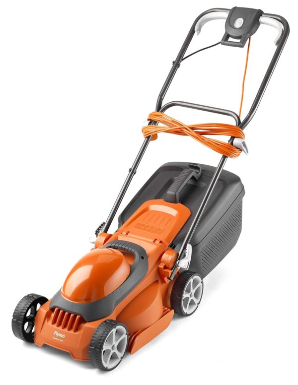 Flymo EasiStore 300R Electric Rotary Lawn Mower - 30 cm Cutting Width, 30 Litre Grass Box, Close Edge Cutting, Rear Roller, Manual Height Adjust, Space Saving Storage Features,...
