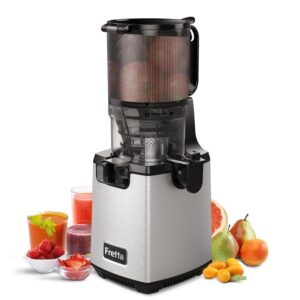 Fretta Cold Press Juicer Machines, Masticating Slow Juicers,140MM Feed Chute Fit Whole Fruits & Vegetable, Self Feeding Juice Extractor, Easy to Clean, BPA-Free, 250W, Stainless...