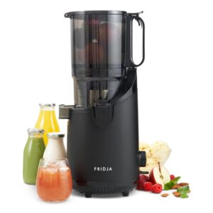 Fridja f2500 Juicer, Whole Fruit Masticating Slow Juicer, 135mm Feeding Chute & 250W Motor, Cold Press Juice & Nut Milk Extraction, Full-Size, Matte Black