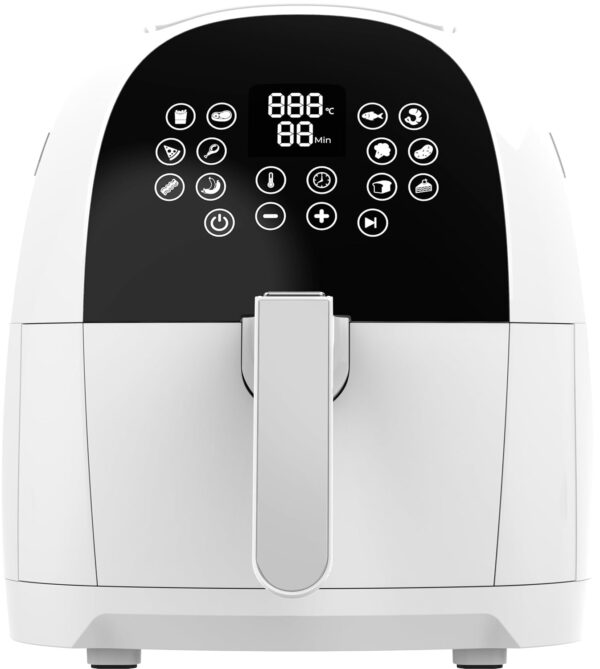 FUNKY Air Fryer, 1700W, 5.5L basket, 12 preset programmes and sensor touch control panel, 60 minute timer, 80 to 200 degrees - White
