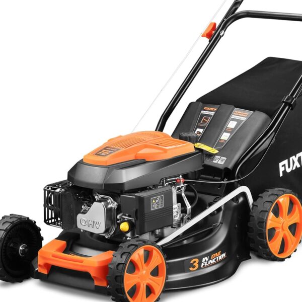 FUXTEC FX-RM4646ECO Petrol Push Lawnmower – Petrol Lawn Mower 18" (46cm) Cutting Width, 4-Stroke 146cc Engine, 50L Grass Collector, Powerful & Efficient for Garden Care