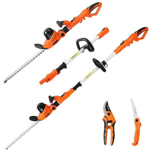 GARCARE Corded Pole Hedge Trimmer - 2 In 1 Extendable Telescopic Hedge Trimmers Long Reach 2.8m, Electric Hedge Cutter Shrub Trimmer (510 mm Cutting Blade, 20 mm Cutting Space,...