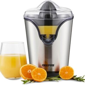 Geepas 100W Citrus Juicer Electric Orange Juicer | Professional Brushed Stainless Steel Fruit Juicer | Squeezes Oranges Lemons Lime Juices | Freshly Pressed Fruit Juices in...