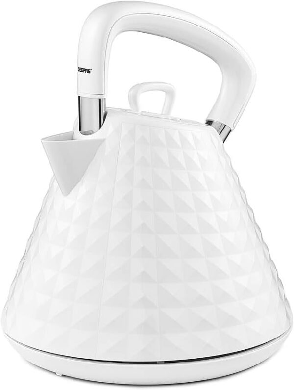 GEEPAS 1.5L Cordless Electric Kettle | Traditional Pyramid Kettle with 360° Rotational Base Strix Control Auto Shut Off & Boil Dry Sensor | Space Saving Cord Storage LED...
