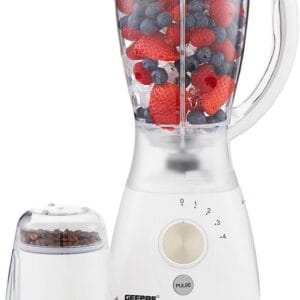 GEEPAS 2-in-1 Food Jug Blender & Smoothie Blender | Ice Crusher Stainless Steel Blades 4 Speeds Pulse Mode | 1.5L Jar Smoothie Milkshake Maker Coffee/Spice Grinder Mill | 1 Year...