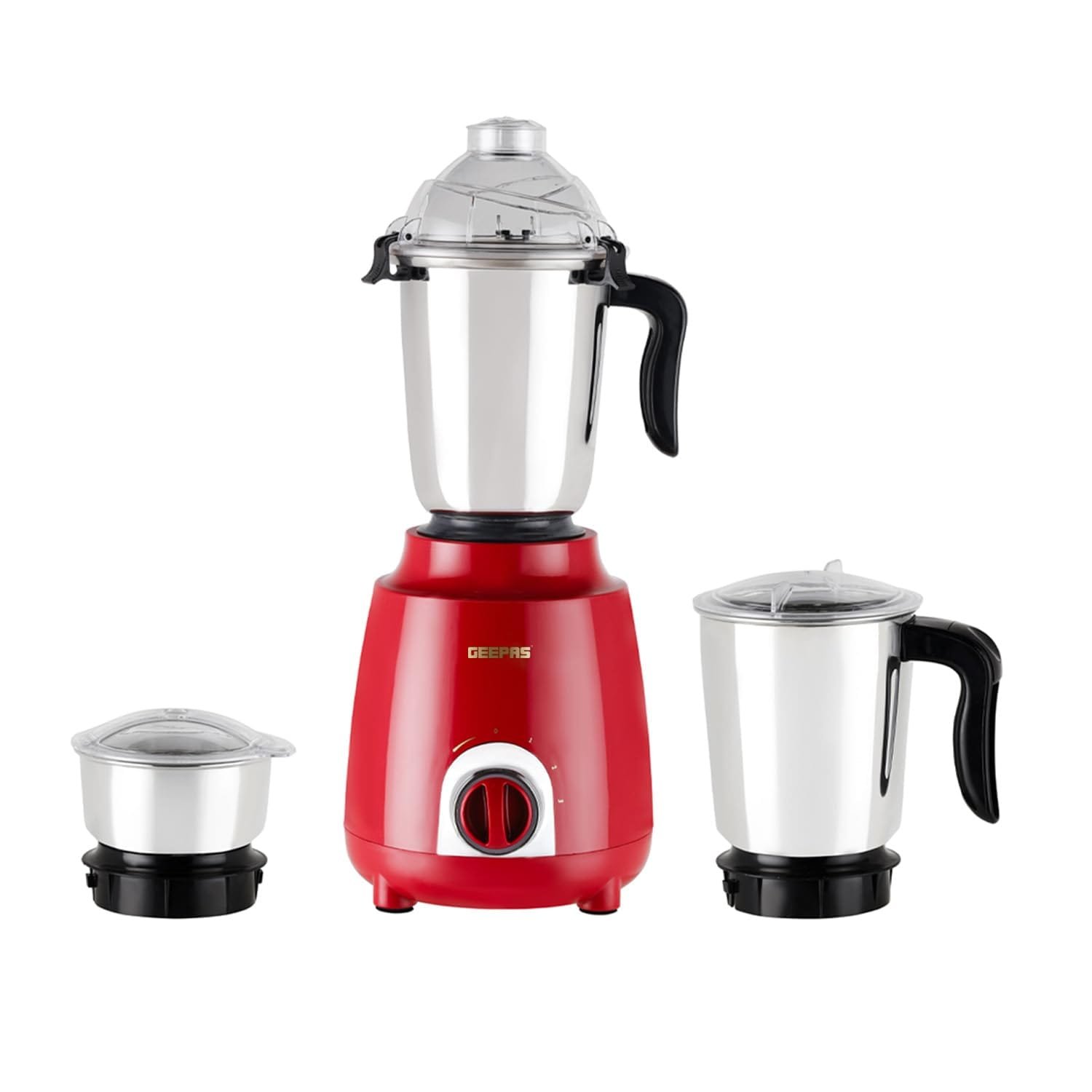 GEEPAS 600W 3-in-1 Mixer Grinder | Stainless Steel Jars, Blades | 3 Speed Control, Perfect for Chutney, Dry & Wet Fine Grinding Mixing | Overload Protection | Shockproof Body |...