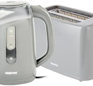Geepas 650W 2 Slice Bread Toaster & 2200W Illuminating Electric Kettle Combo Set - 1.7L Cordless Jug Kettle for Hot Water Tea, Toaster with 6 Level Browning Control, Cancel - 2...
