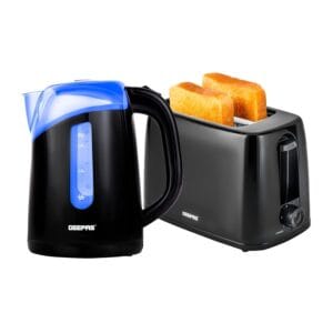 Geepas 650W 2 Slice Bread Toaster & 2200W Illuminating Electric Kettle Combo Set - 1.7L Cordless Jug Kettle for Hot Water Tea, Toaster with 6 Level Browning Control, Cancel - 2...