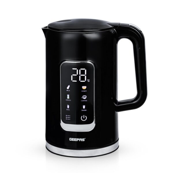 GEEPAS Digital Electric Kettle | 1.7L Jug Kettle 5 Temp Setting One-Touch Display Double Wall 2Hr Keep Warm Func. Stainless Steel Interior Boil-Dry Protection Cordless | 2 Year...