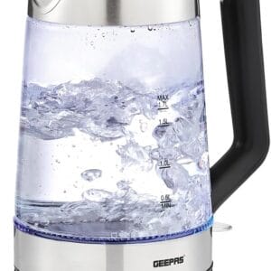 GEEPAS Illuminating Electric Glass Kettle | 1.7L Cordless Jug Kettle with Stainless Steel Heating Element | Auto Shut Off Boil-dry Sensor & 360° Rotational Base | 2 Year...