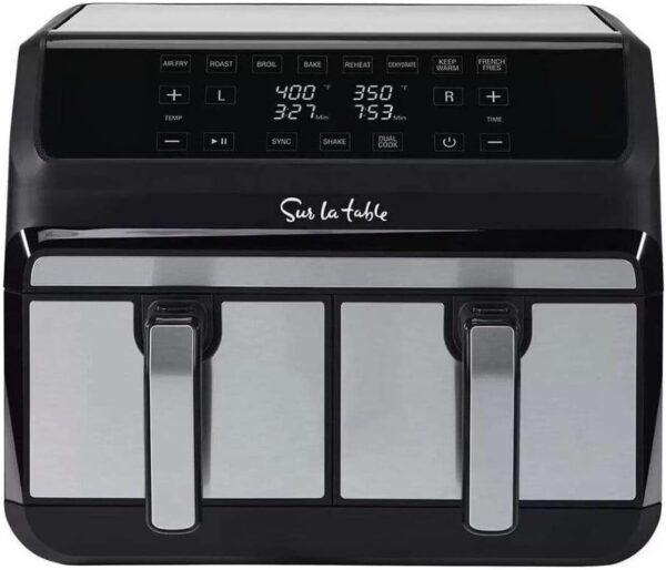 Generic Digital Air Fryer - 1700W, Dual 3.8L Baskets, 7 Functions, Sync Finish, Black, Stainless Steel, Aluminium, Plastic