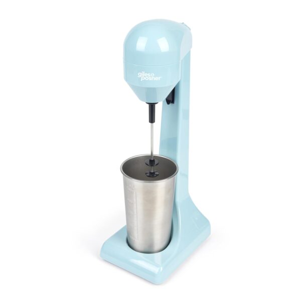 Giles & Posner Milkshake Maker – Iced Coffee Maker, 2 Speeds, 500ml Stainless Steel Cup & Blade, Capacity Markings, Secure Clips, Milk Frothing, Cocktails, Electric Stand Mixer,...