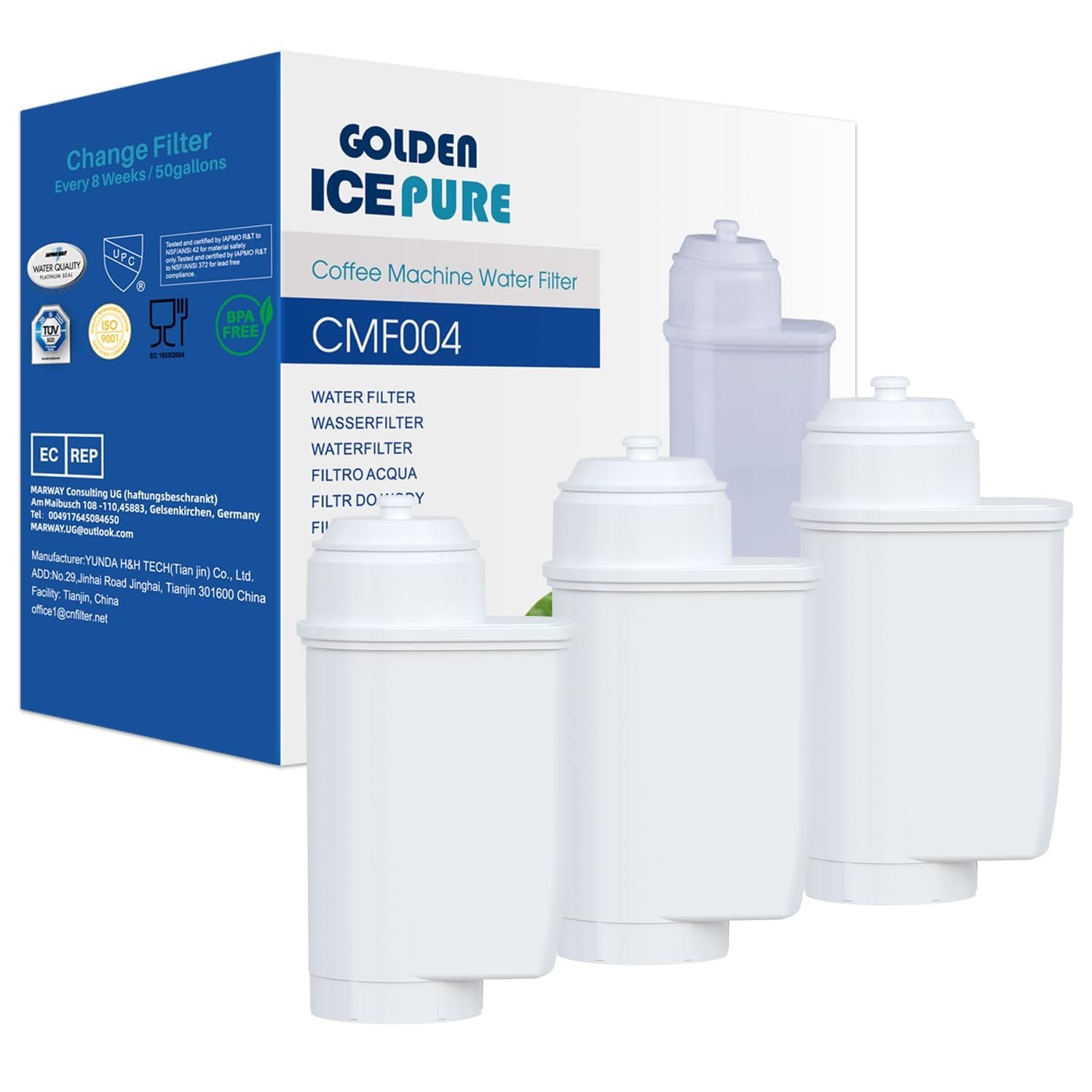 GOLDEN ICEPURE Coffee Machines Water Filter Compatible with Siemens® EQ Series Water Filters, EQ3/EQ6/EQ9, EQ500, S700, Brita® Intenza 575491, Bosch® TCZ7003, TCZ7033, NSF...
