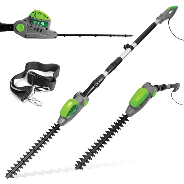 Gracious Gardens Corded Extendable Pole Hedge Trimmer 550W 2.5M Telescopic Hedge Trimmer Long Reach Hedge Cutter with 4 Position's, 10m Cable and Shoulder Strap Included