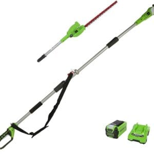 Greenworks Cordless 2-in-1 Pole Saw and Pole Hedge Trimmer with Shoulder Strap, Pole Saw 20cm Bar, Trimmer 51cm Dual Action Blades, WITH 40V Battery and Charger G40PSH