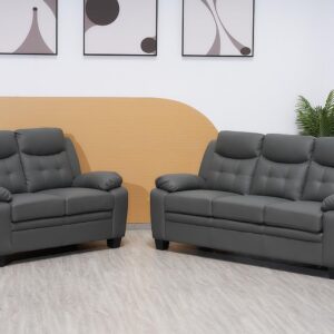 Grey Bonded leather 3 2 1 Seater sofas set for living room- Cheap sofas & couches (3+2 Seater Sofa)