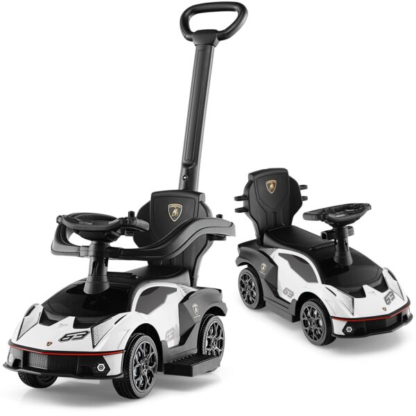 GYMAX 3 in 1 Kids Ride on Push Car, Licensed Lamborghini Push Along Car with Handle, Guardrails, Horn & Sound, Underneath Storage, Toddler Sliding Car for 1-3 Years Old Boys...