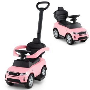 GYMAX 3 in 1 Kids Ride on Push Car, Toddler Push Along Car with Handle, Guardrails, Sound & Horn, Underneath Storage, Licensed Land Rover Discovery Sliding Toy for 12-36 Months...