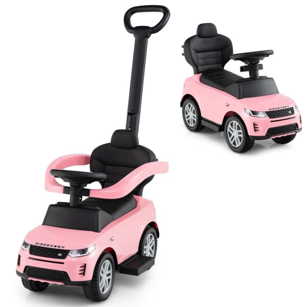 GYMAX 3 in 1 Kids Ride on Push Car, Toddler Push Along Car with Handle, Guardrails, Sound & Horn, Underneath Storage, Licensed Land Rover Discovery Sliding Toy for 12-36 Months...