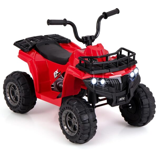GYMAX Kids Electric Quad Bike, 6V Battery Powered Toy Car with MP3 Player, LED Headlights, Storage Basket, Forward & Backward, Children Ride on ATV for 2-5 Years Old Boys Girls...